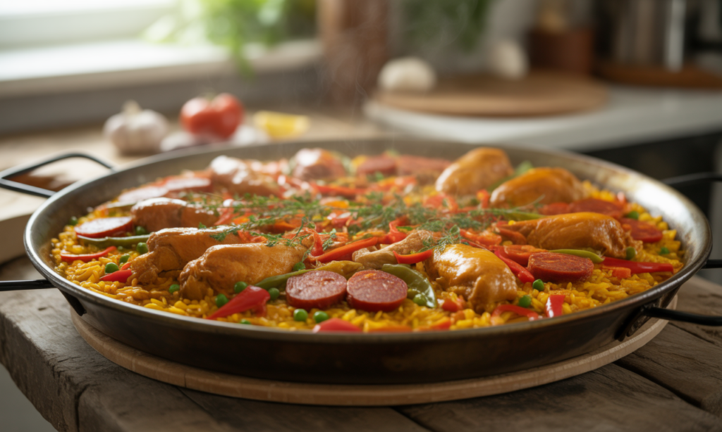 découvrez comment préparer facilement une délicieuse paella au poulet et chorizo chez vous grâce à notre guide simple et rapide.